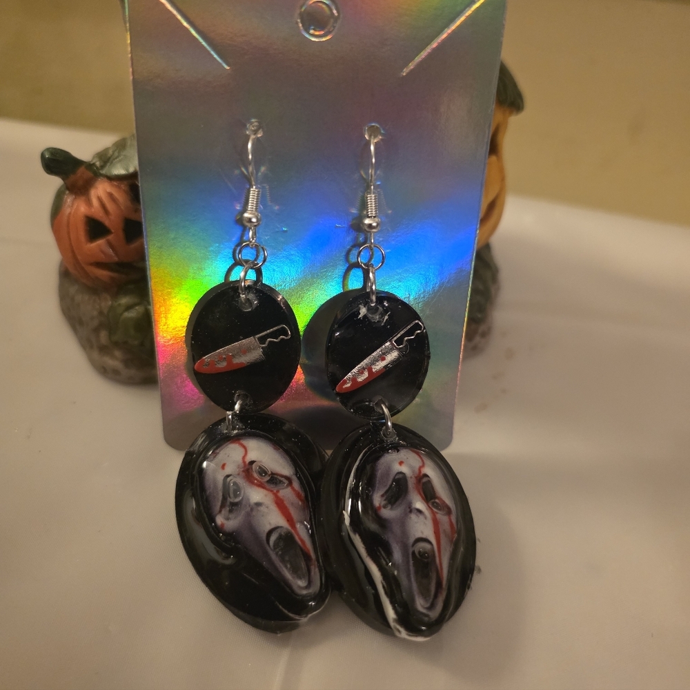 Scream Character Earrings, Serial Killer Stainless Steel Halloween Themed